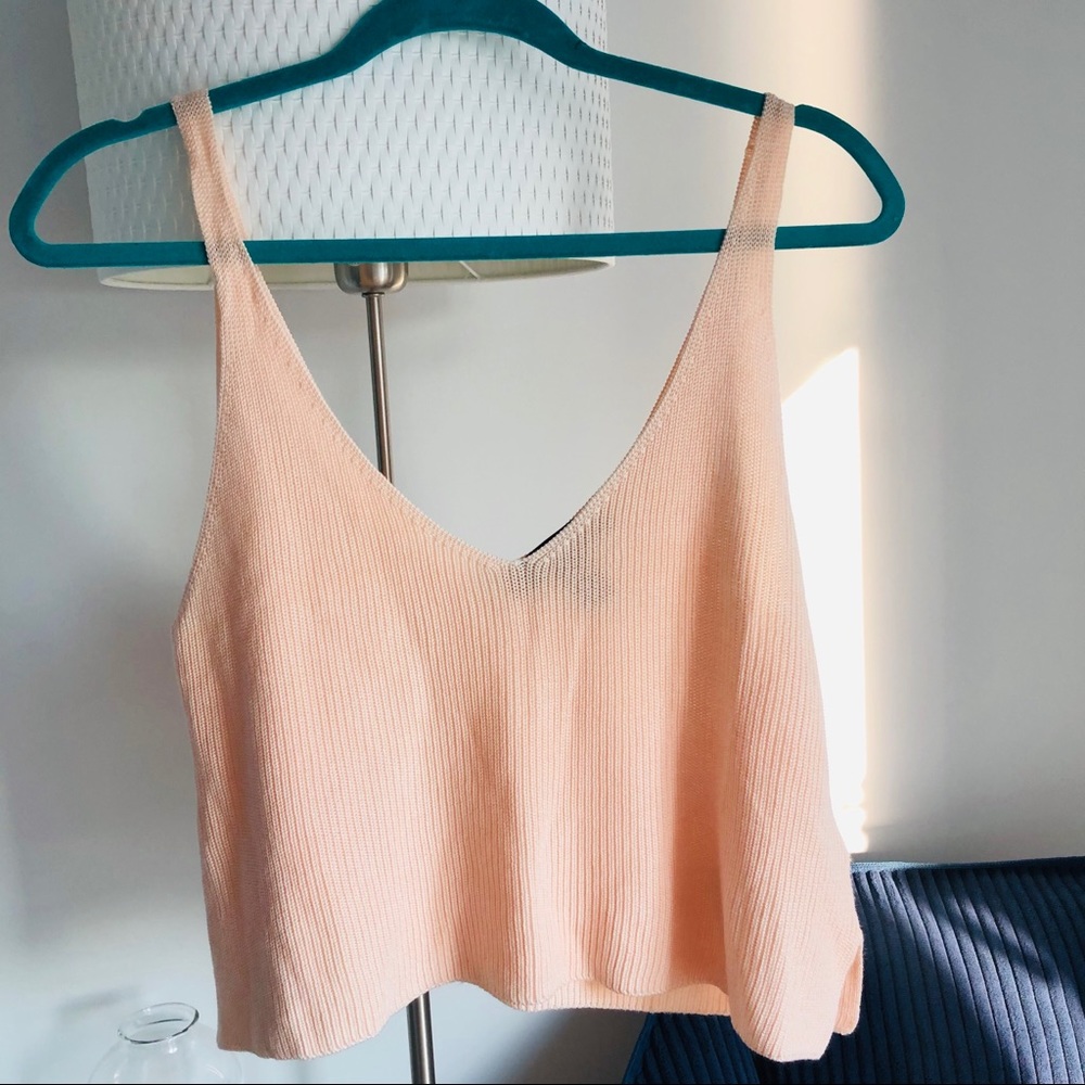 Pink knit tank top